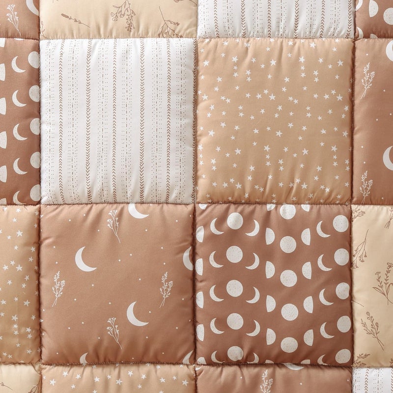 The Peanut Shell 3 Piece Baby Crib Bedding Set for Boys & Girls - Newborn, Infant & Toddler Nursery Bed Set Decor with Fitted Crib Sheet, Dust Ruffle, Crib Comforter - Boho Celestial - Image 5